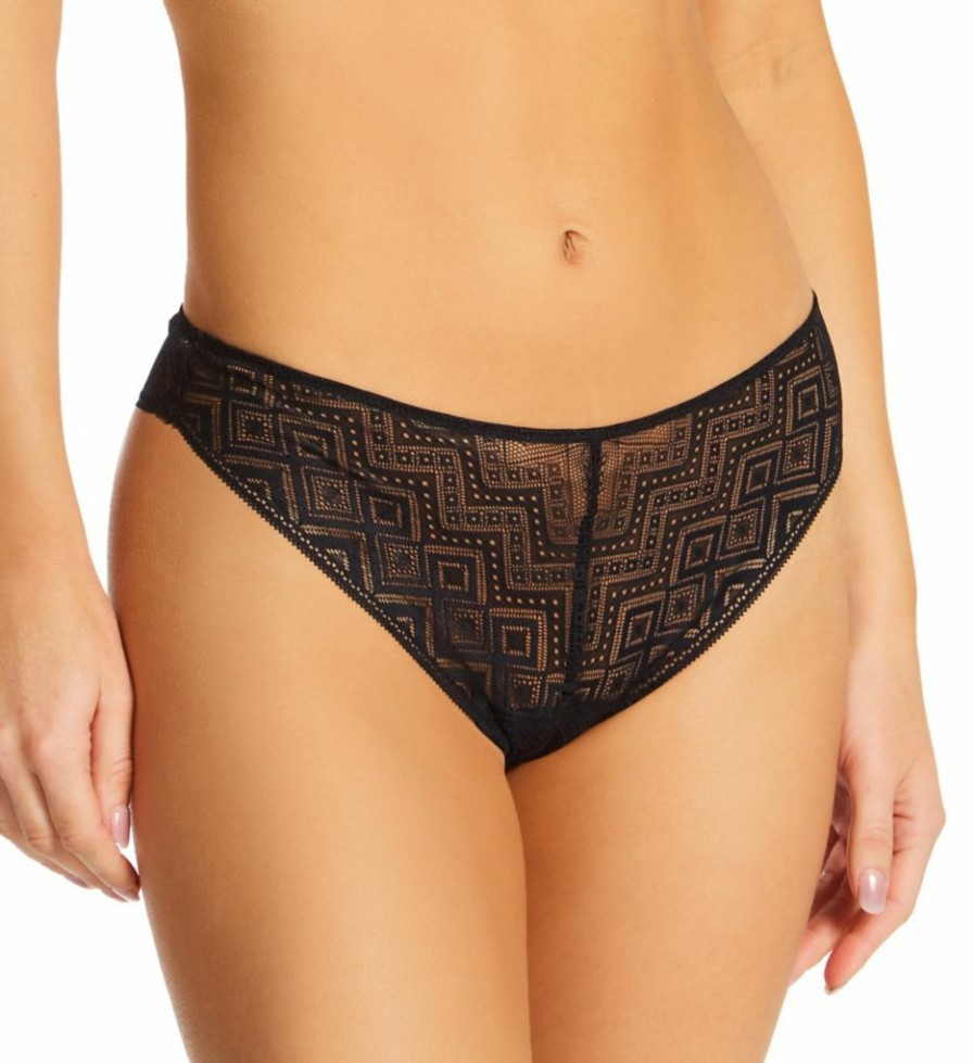 Lace Panties * | New Collections Dkny Pure Lace Thong Panty Dk8591 Black