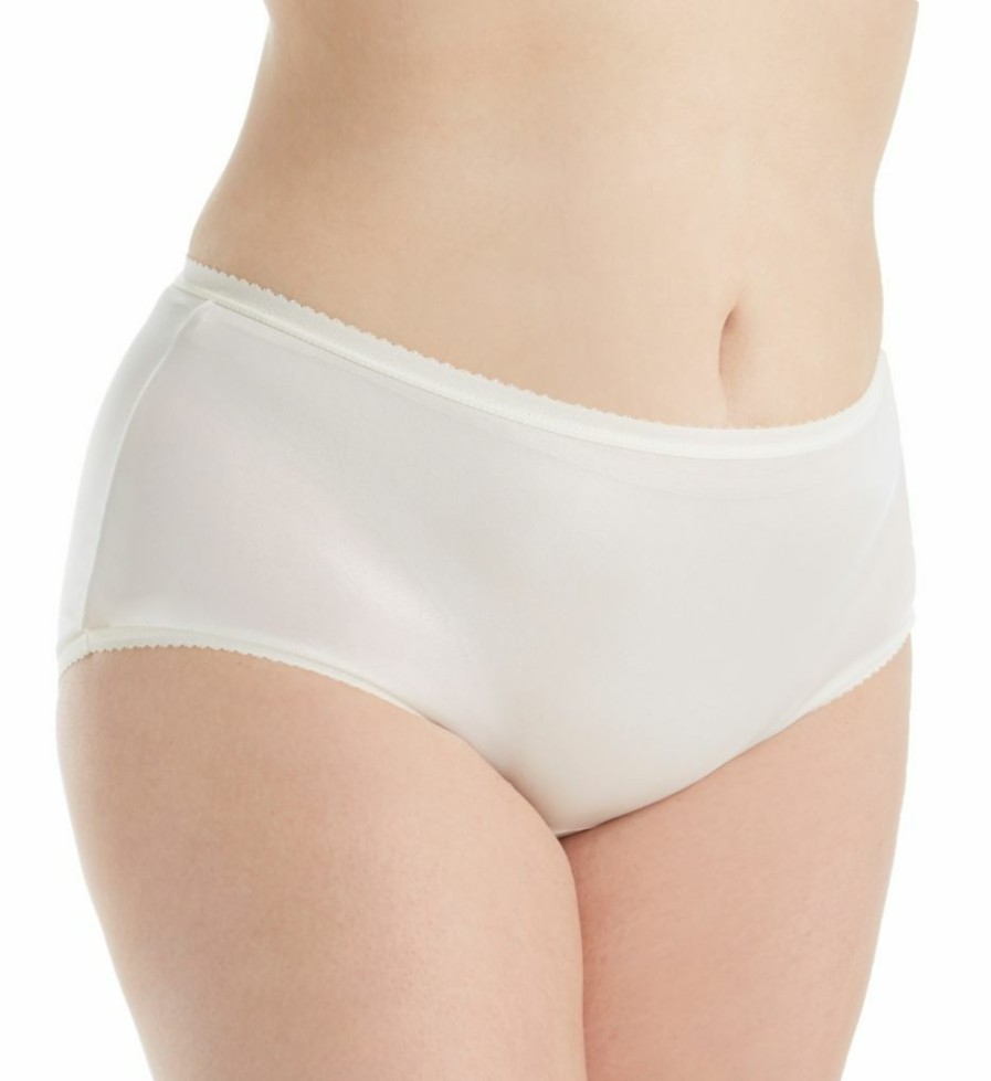 Brief Panties * | Exceptional Design Shadowline Plus Size Nylon Modern Brief Panty 17642P