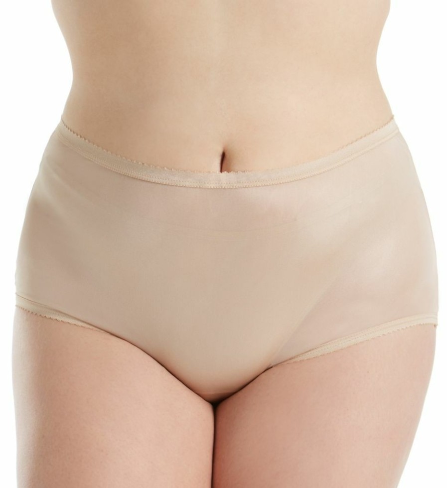 Brief Panties * | Exceptional Design Shadowline Plus Size Nylon Modern Brief Panty 17642P