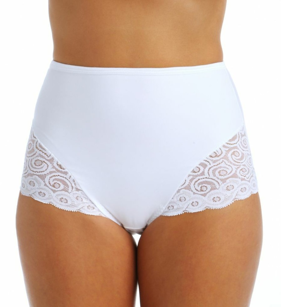 Lace Panties * | Opening Sales Bali Microfiber And Lace Shaping Brief Panty 2 Pack X054