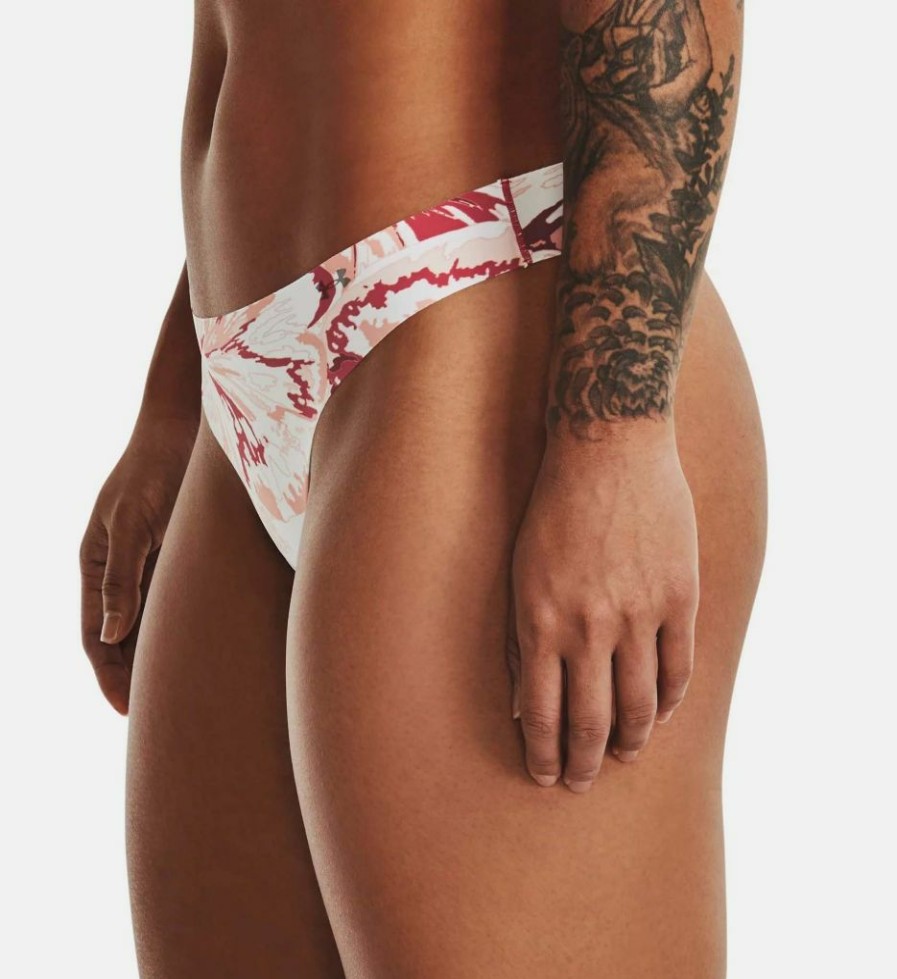 Thong Panties * | Exceptional Design Under Armour Printed Thong With Laser Cut Edge 3 Pack 1325617