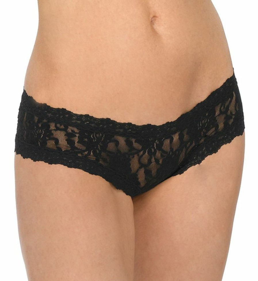 Lace Panties * | Shop Hanky Panky After Midnight Lace Crotchless Hipster Panty 482921 Black