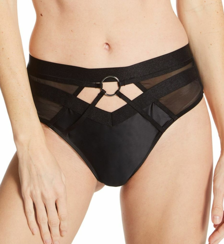 Thong Panties * | On Sale Pour Moi Contradiction Obsessed High Waist Thong Panty 23804 Black