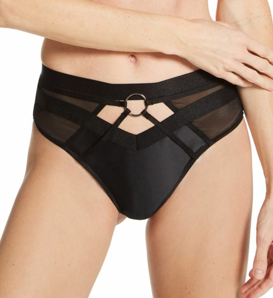 Thong Panties * | On Sale Pour Moi Contradiction Obsessed High Waist Thong Panty 23804 Black