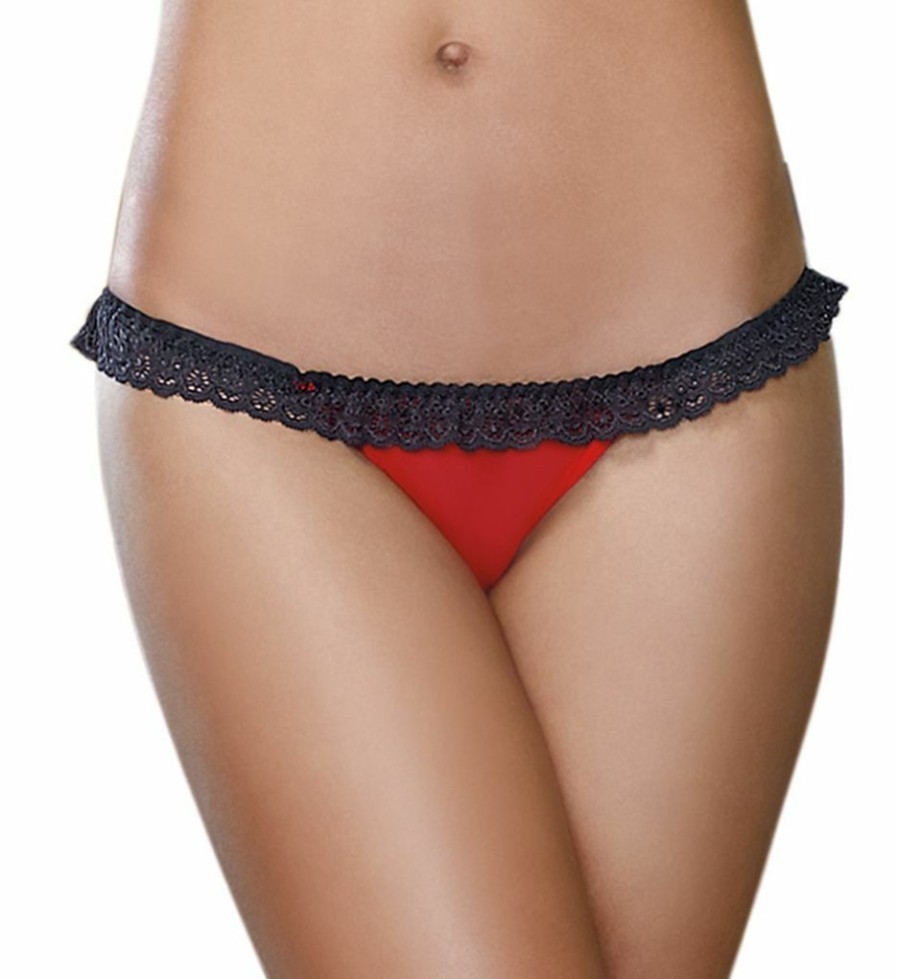 Lace Panties * | Opening Sales Dreamgirl Stretch Mesh With Lace Open Back Heart Panty 1377