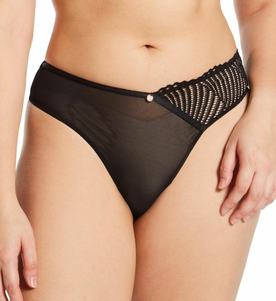 Thong Panties * | Best Quality Curvy Kate Scantilly Authority Thong Panty St1920 Black