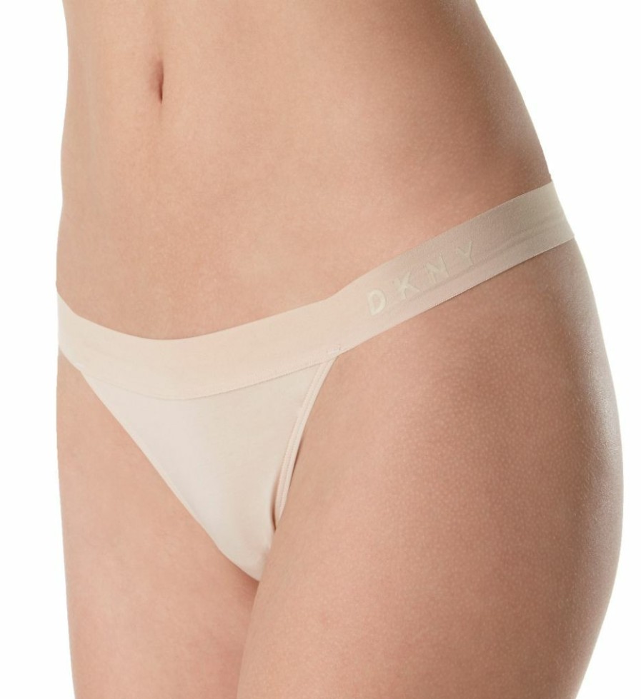 Thong Panties * | New Products Dkny Classic Cotton Thong Dk5004 Cashmere