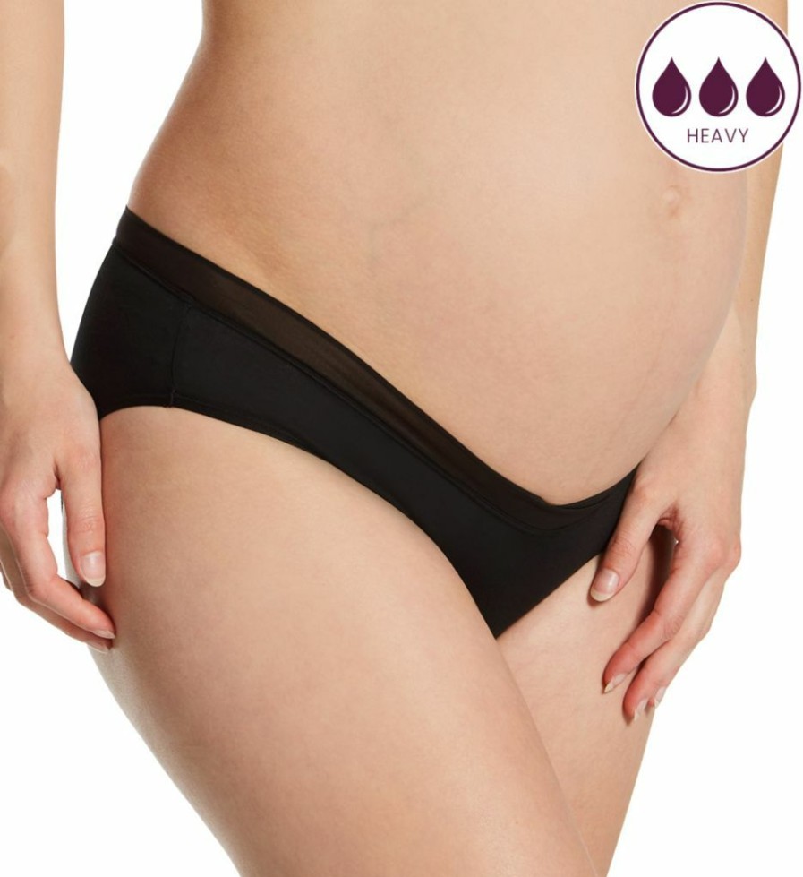 Brief Panties * | New Collections Love Luna Maternity Under Belly Lady Leaks Brief Llu-390 Black