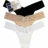 Thong Panties * | Discount Hanky Panky Supima Cotton Original Rise Thong 3 Pack 8918013 Black/Chai/White