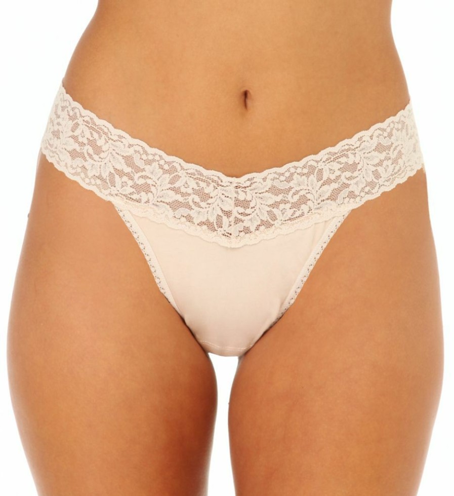 Thong Panties * | Discount Hanky Panky Supima Cotton Original Rise Thong 3 Pack 8918013 Black/Chai/White