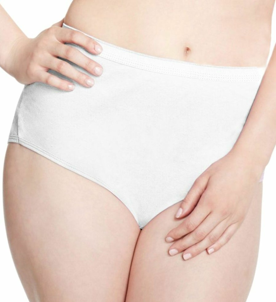 Brief Panties * | Exceptional Design Just My Size Cool Comfort Cotton Brief Panty 6 Pack 16106P White