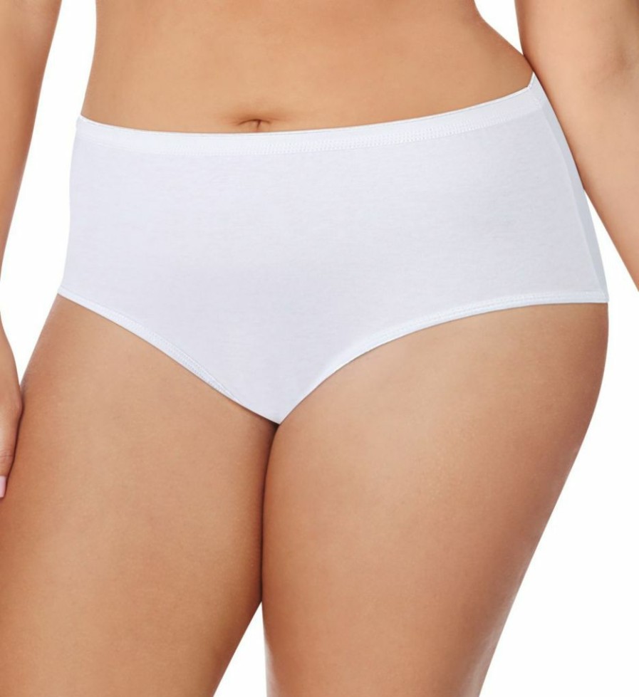 Brief Panties * | Exceptional Design Just My Size Cool Comfort Cotton Brief Panty 6 Pack 16106P White