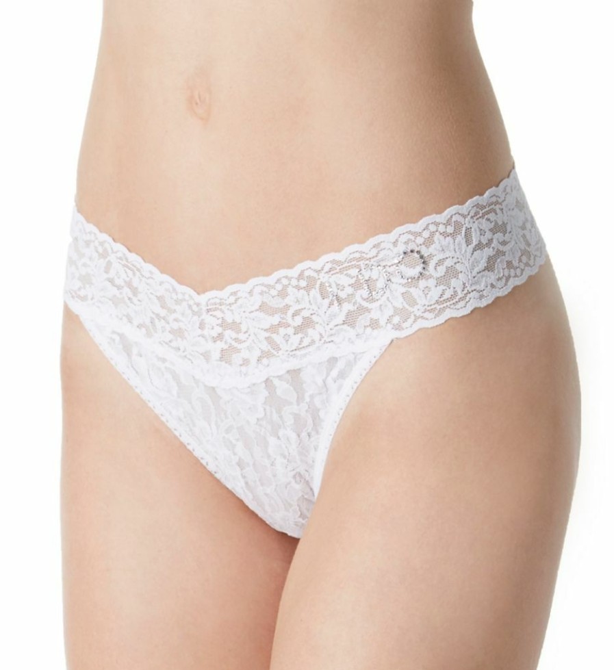 Thong Panties * | Fantastic Model Hanky Panky I Do Original Lace Thong 6511 White