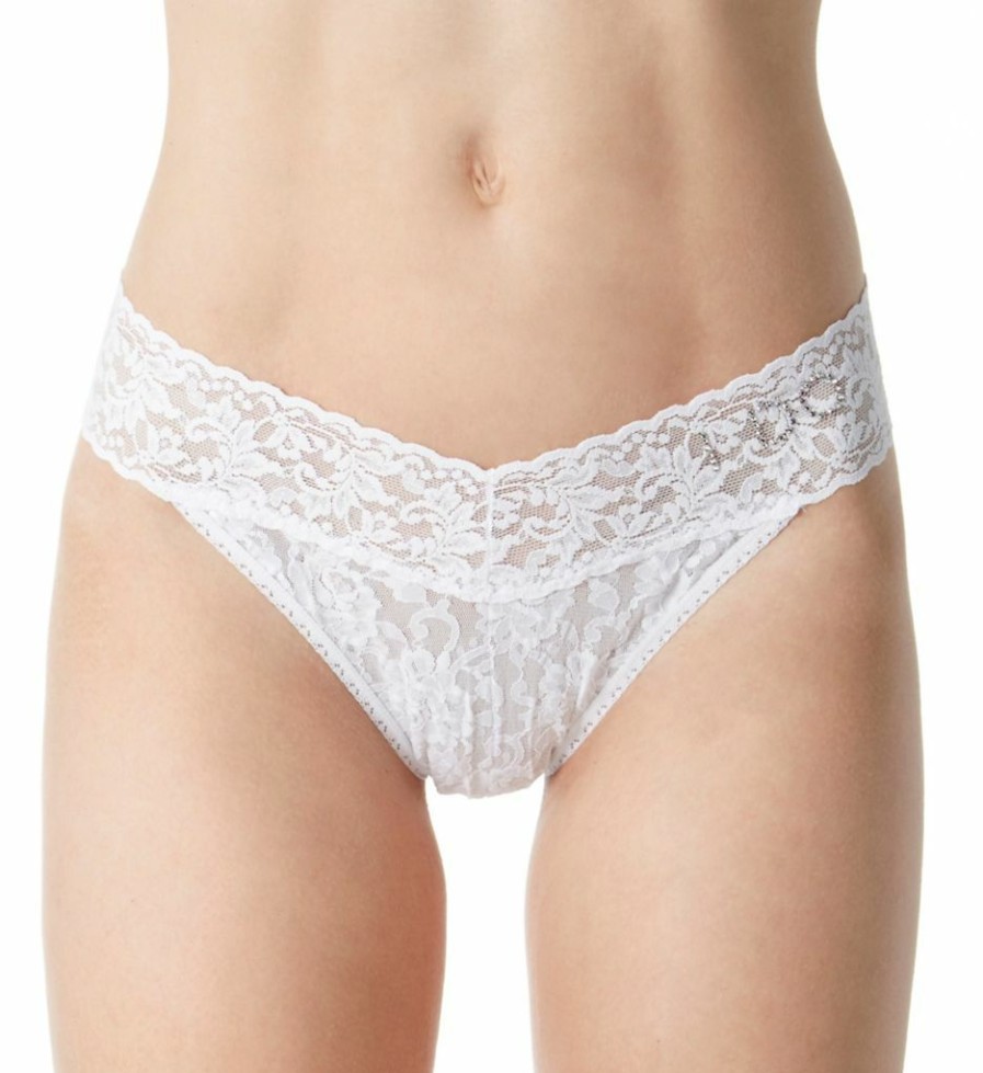 Thong Panties * | Fantastic Model Hanky Panky I Do Original Lace Thong 6511 White