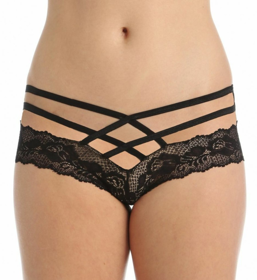 Lace Panties * | Delicate Design Dreamgirl Stretch Lace Criss Cross Panty 1412 Black