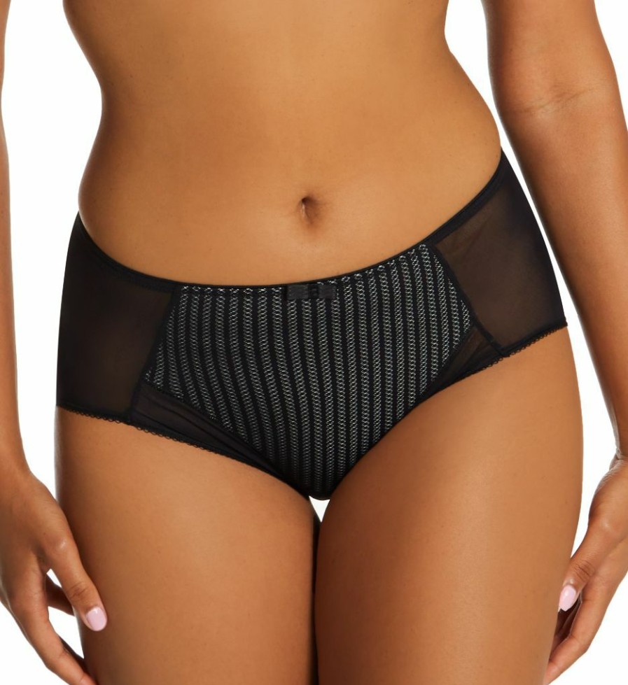 Brief Panties * | Free Delivery Berlei Beauty Stripe Deep Brief Panty B543 Black/Grey