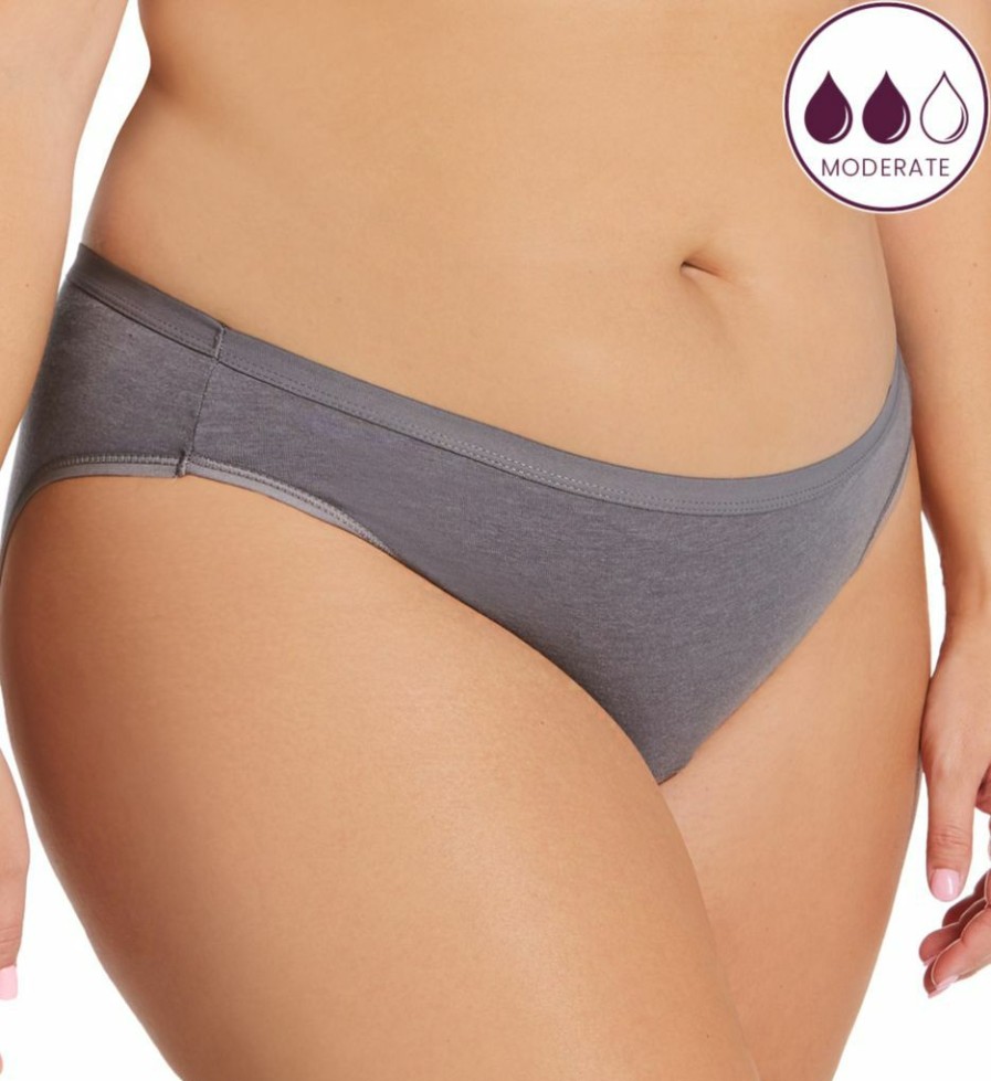 Bikini Panties * | Fascinating Model Hanes Comfort Period Moderate Bikini Panty 42Fdm3 Pecan/Grey/Black