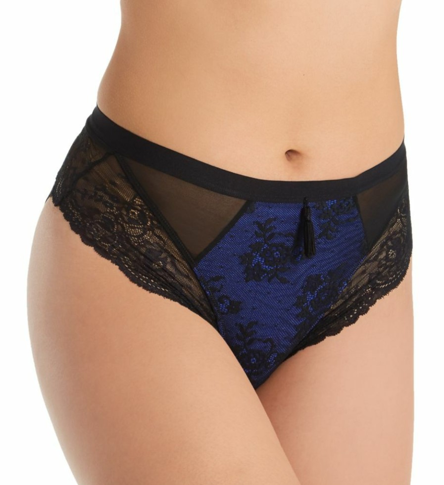 Brief Panties * | Shop Pour Moi Sensation High Leg Brief Panty 16106 Black/Cobalt