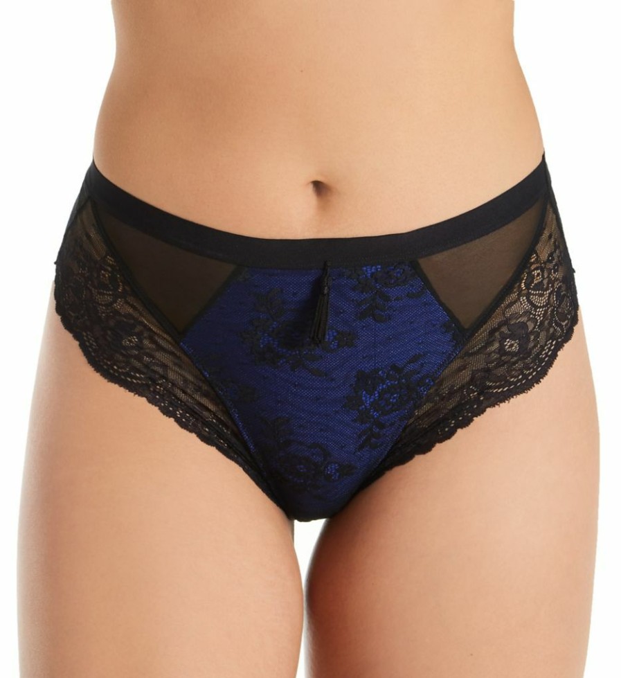 Brief Panties * | Shop Pour Moi Sensation High Leg Brief Panty 16106 Black/Cobalt