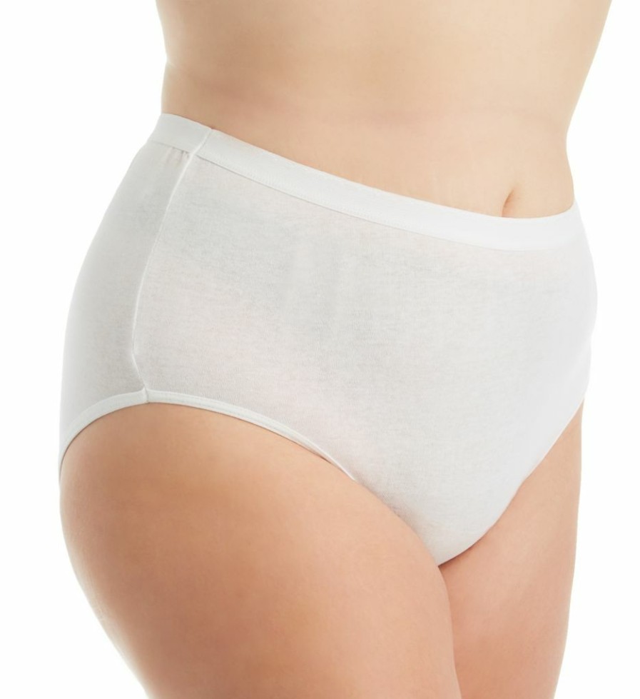 Brief Panties * | Lower Prices Fruit Of The Loom Fit For Me Plus Size Cotton Brief Panties 3 Pack 3Dbrwhp White