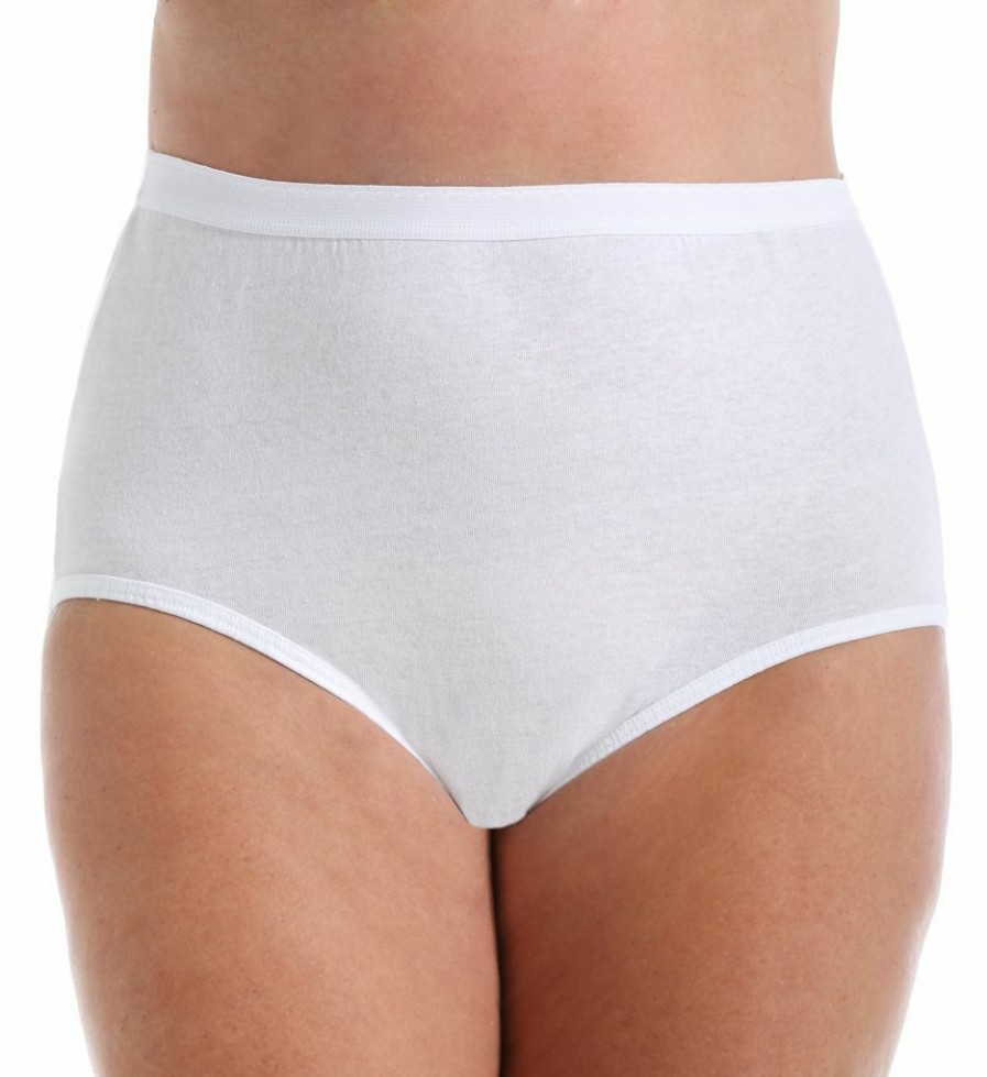 Brief Panties * | Lower Prices Fruit Of The Loom Fit For Me Plus Size Cotton Brief Panties 3 Pack 3Dbrwhp White