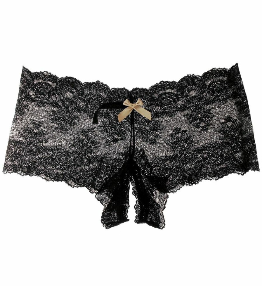 Brief Panties * | Exceptional Design Hanky Panky After Midnight Peek-A-Boo Crotchless Brief Panty 972701 Black