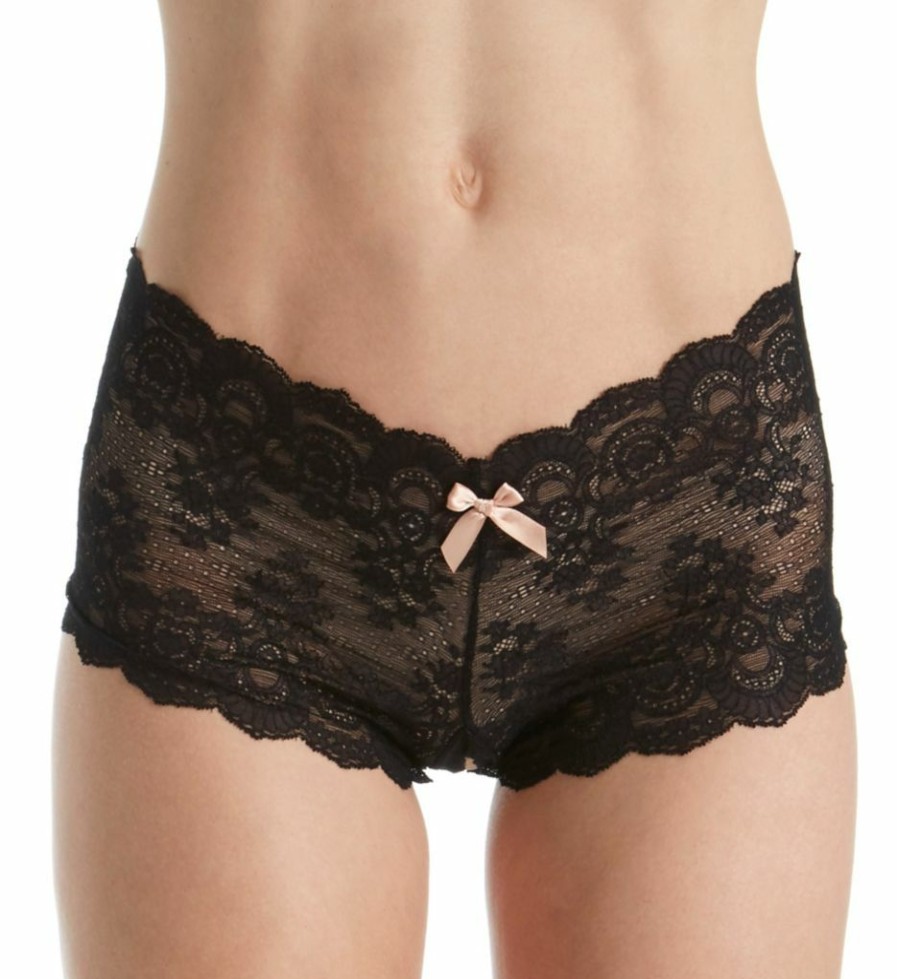 Brief Panties * | Exceptional Design Hanky Panky After Midnight Peek-A-Boo Crotchless Brief Panty 972701 Black