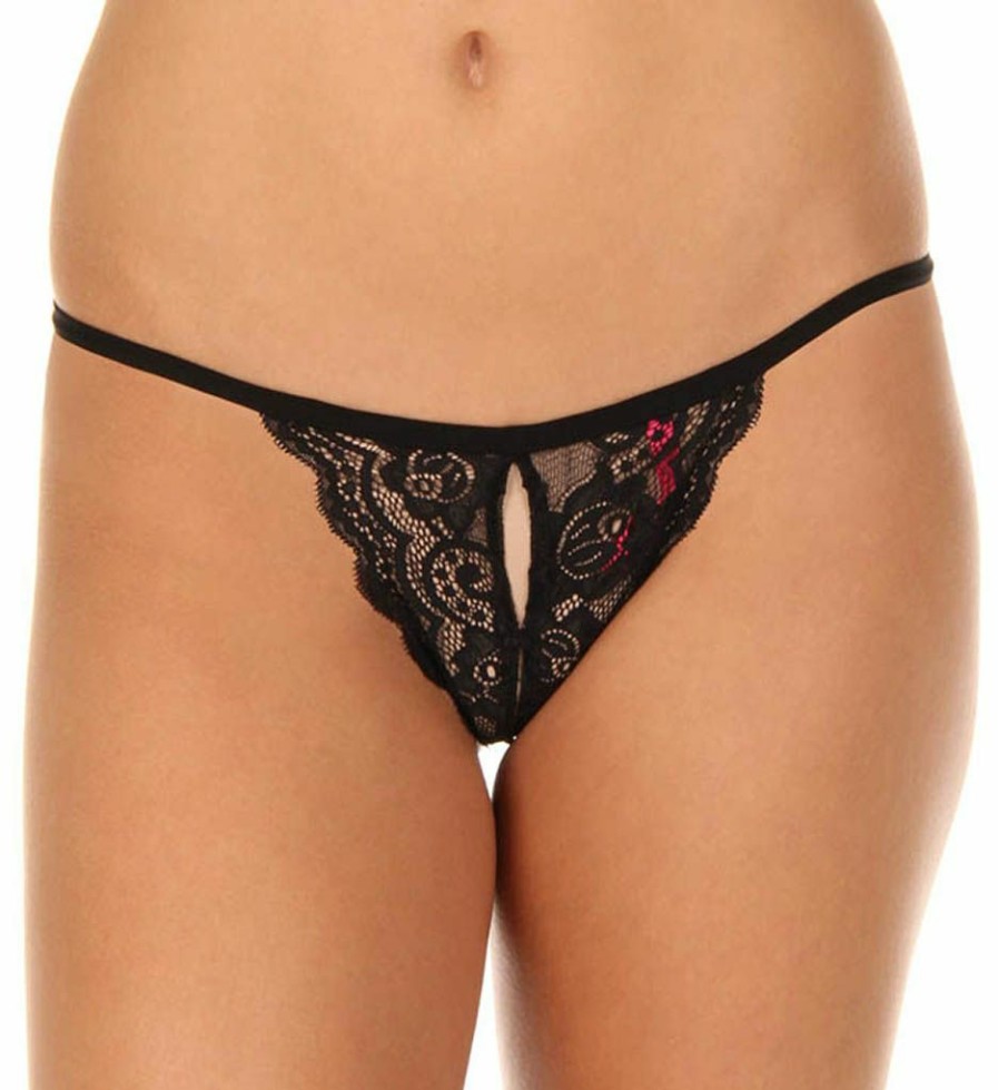 Thong Panties * | Bargain Sale Seven 'Til Midnight Tina Split Crotch Lace Thong Stm9186