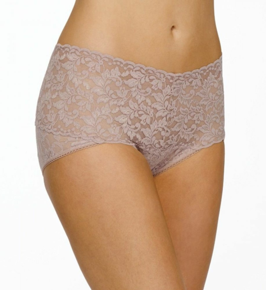 Lace Panties * | Opening Sales Hanky Panky Signature Lace Retro V-Kini Panty 2 Pack 9K2124K Taupe/Chai